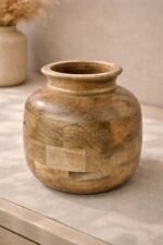 Handcrafted Mango Wood Vase – Natural Finish Decorative Tabletop Accent - Image 3