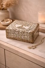 Hand-Carved Mango Wood Decorative Box – Tree of Life Storage Box with Lid