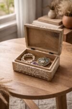 Hand-Carved Mango Wood Decorative Box – Tree of Life Storage Box with Lid - Image 3