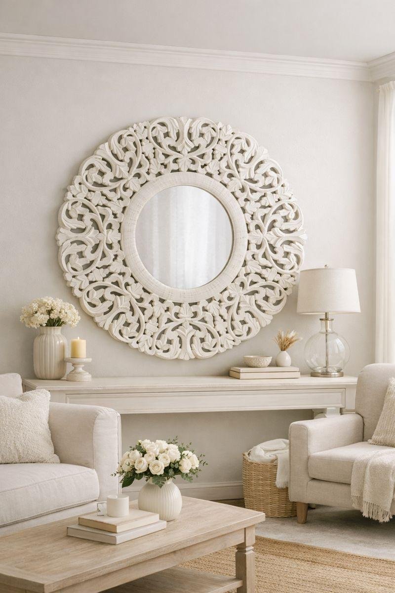 ChatGPT Image Jan 4, 2026, 08_54_12 PM Hand-Carved White Round Wooden Mirror Wall Panel – Statement Decor (90 cm) - Image 1