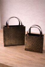 Antique Metal Planter Basket with Handles – Egyptian Engraved Rustic Storage & Garden Décor - Image 2