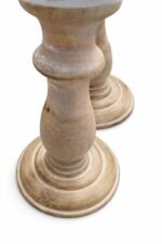 Mango Wood Candle Stand Set of 2 – Distressed White Decorative Pillar Holders - Image 3