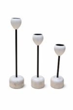 Mango Wood Candle Holder Set of 4 – Distressed White Decorative Stand Set - Image 4