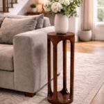 Wooden Pedestal Side Table – Slim Accent Stand for Living Room & Sofa