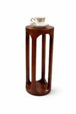 Wooden Pedestal Side Table – Slim Accent Stand for Living Room & Sofa - Image 8
