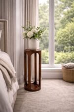 Wooden Pedestal Side Table – Slim Accent Stand for Living Room & Sofa - Image 2