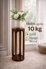 Wooden Pedestal Side Table – Slim Accent Stand for Living Room & Sofa - Image 3