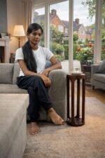 Wooden Pedestal Side Table – Slim Accent Stand for Living Room & Sofa - Image 4