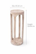 Distressed White Wooden Pedestal Side Table – Slim Accent Stand for Living Room - Image 2