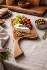 Mango Wood Serving Platter with Handle – Long Wooden Cheese & Serving Board