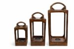 Mango Wood Lantern Set of 3 – Brown Decorative Large Lanterns | Farmhouse Decor - Image 7
