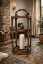 Mango Wood Lantern Set of 3 – Brown Decorative Large Lanterns | Farmhouse Decor - Image 4