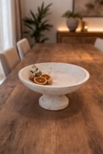 Wooden Bowl with Stand – Handcrafted Mango Wood Decorative Platter
