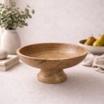 Mango Wood Serving Bowl with Stand – Natural Finish Decorative Centrepiece
