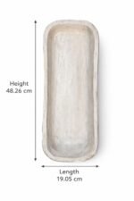 Rectangular Wooden Decorative Tray – Hand-Carved Mango Wood Centrepiece (Distressed White) - Image 4