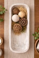 Rectangular Wooden Decorative Tray – Hand-Carved Mango Wood Centrepiece (Distressed White) - Image 3