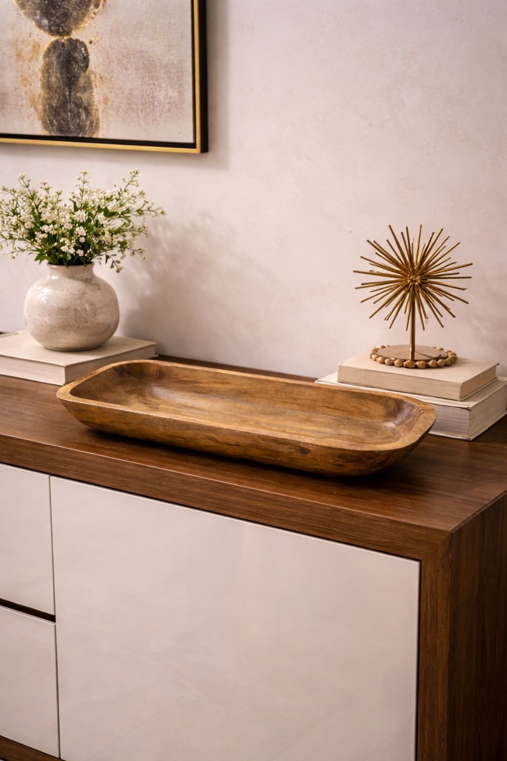 HC-TRY-004 Handcrafted Mango Wood Tray – Natural Rectangular Serving & Table Decor Piece - Image 1