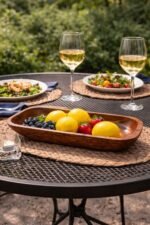 Rich Brown Mango Wood Tray – Handcrafted Rectangular Serving & Decor Platter - Image 2