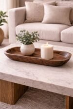 Rich Brown Mango Wood Tray – Handcrafted Rectangular Serving & Decor Platter - Image 5