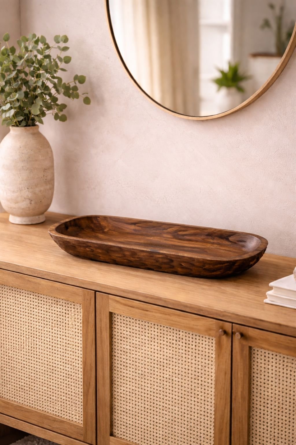HC-TRY-005(2) Rich Brown Mango Wood Tray – Handcrafted Rectangular Serving & Decor Platter - Image 1