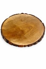 Mango Wood Round Tray Set of 2 – Natural Rustic Bark Edge Decorative Platters - Image 6