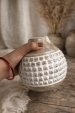 Mango Wood Vase Set of 3 – Distressed White Decorative Tabletop Vases - Image 5