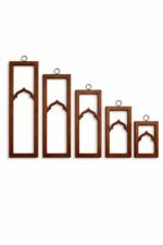 Rustic Brown Arch Wall Frame Set of 5 – Mughal Inspired Wooden Wall Decor Panels - Image 7