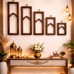 Rustic Brown Arch Wall Frame Set of 5 – Mughal Inspired Wooden Wall Decor Panels