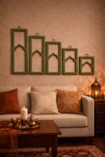 Sage Green Arch Wall Frame Set of 5 – Decorative Wall Art Panels - Image 3