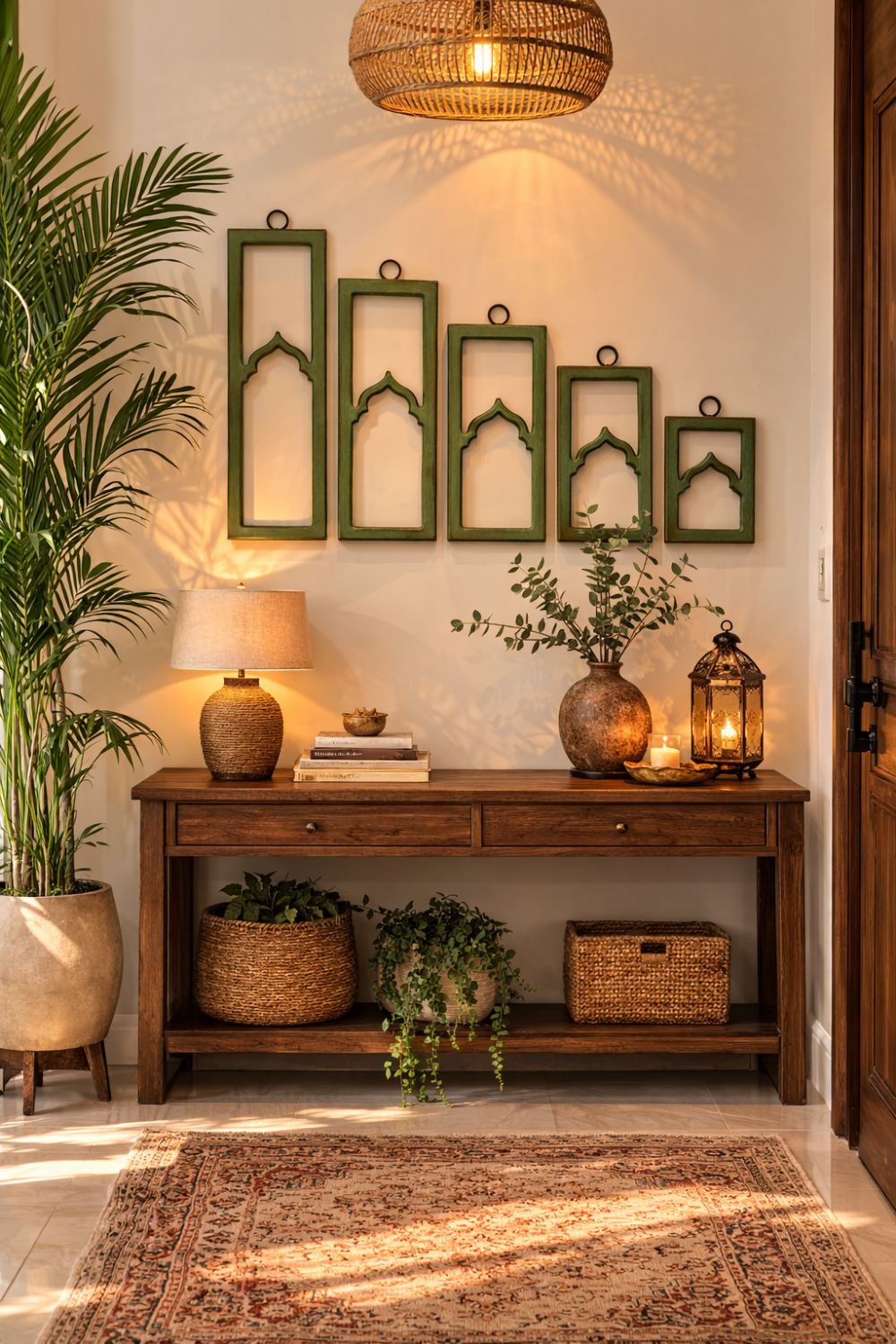 HC-WD-020 Frame set 5_green(5) Sage Green Arch Wall Frame Set of 5 – Decorative Wall Art Panels - Image 1