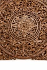 Walnut Brown Carved Mandala Wall Panel – Traditional Wooden Statement Wall Decor (90 cm) - Image 5