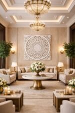 Distressed White Hand-Carved Floral Mandala Wall Panel – Luxury Statement Wall Art (90 cm)