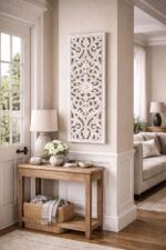Distressed White Floral Carved Wall Panel – Horizontal & Vertical Hanging Decor (90 cm) - Image 3
