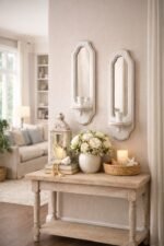 Wooden Wall Sconce Set of 2 – Mirror Shelf Candle Holder Decor - Image 6
