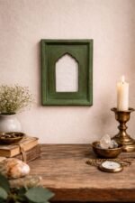Sage Green Arch Wall Frame – Minimal Decorative Niche Panel