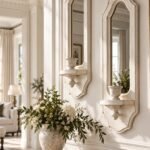 Wooden Wall Sconce Set of 2 – Mirror Shelf Candle Holder Decor