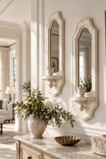 Wooden Wall Sconce Set of 2 – Mirror Shelf Candle Holder Decor