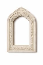 Stone Beige Carved Arch Jharokha Wall Frame – Vintage Indian Window Style Decor - Image 2