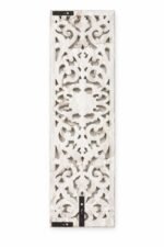 Distressed White Floral Carved Wall Panel – Horizontal & Vertical Hanging Decor (90 cm) - Image 7