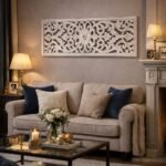 Distressed White Floral Carved Wall Panel – Horizontal & Vertical Hanging Decor (90 cm)
