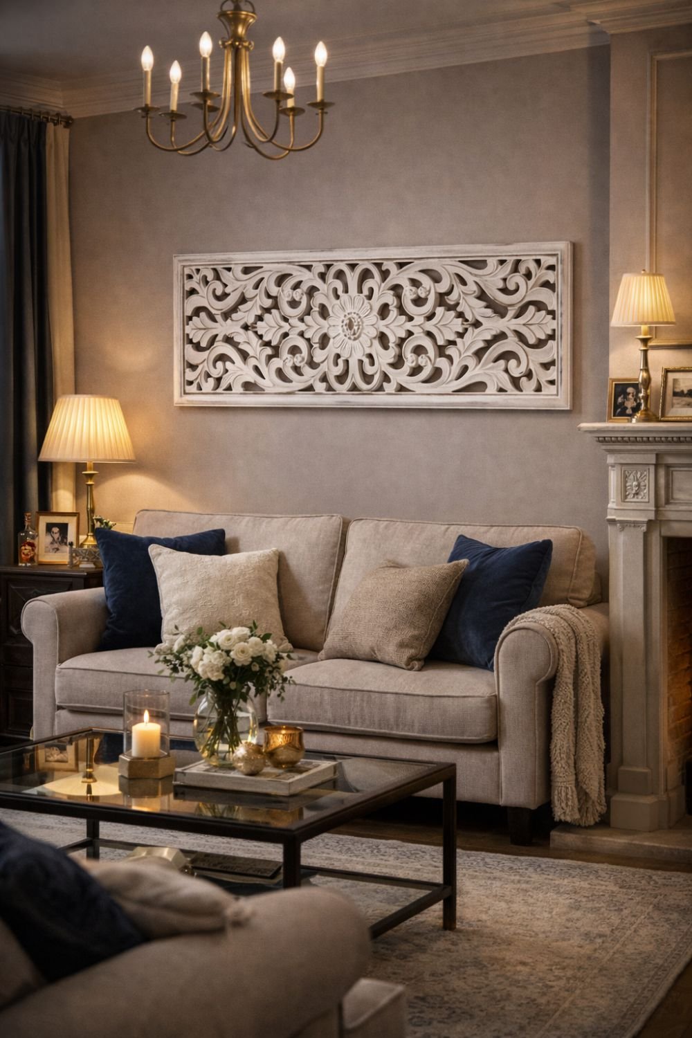 Panel_1(5) Distressed White Floral Carved Wall Panel – Horizontal & Vertical Hanging Decor (90 cm) - Image 1