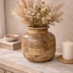 Handcrafted Mango Wood Vase – Natural Finish Decorative Tabletop Accent