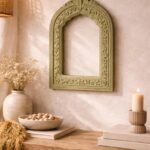 Sage Green Carved Arch Jharokha Wall Frame – Heritage Mughal Style Wall Decor