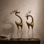 Large Iron Deer Sculpture Set – Statement Floor Décor for Luxury Homes & Garden Entrances
