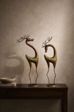 Large Iron Deer Sculpture Set – Statement Floor Décor for Luxury Homes & Garden Entrances