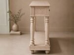 Handcrafted Wooden Console Table with Drawers – Minimal Carved Design | Distressed White Finish - Image 4