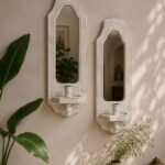 Wooden Wall Sconce Set of 2 – Mirror Shelf Candle Holder Decor