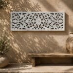 Distressed White Floral Carved Wall Panel – Horizontal & Vertical Hanging Decor (90 cm)