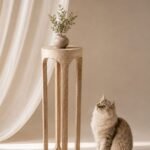 Distressed White Wooden Pedestal Side Table – Slim Accent Stand for Living Room