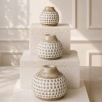 Mango Wood Vase Set of 3 – Distressed White Decorative Tabletop Vases